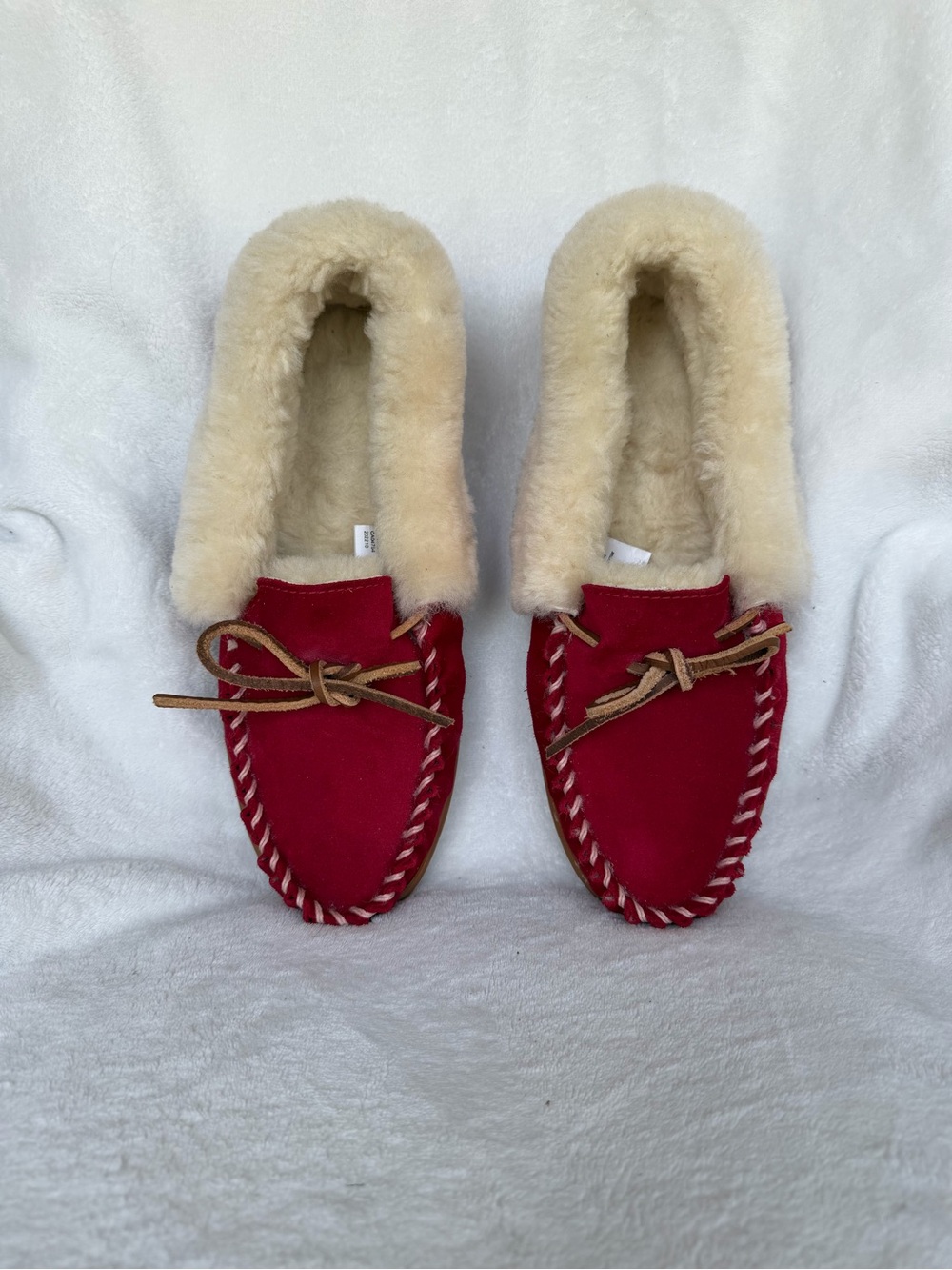 Llbean wicked good warm slippers us women’s size 10 red suede shearling lined - Picture 2 of 9